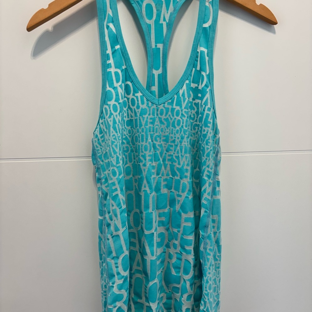 lululemon athletica Turquoise Letter-Print Racerback Tank
